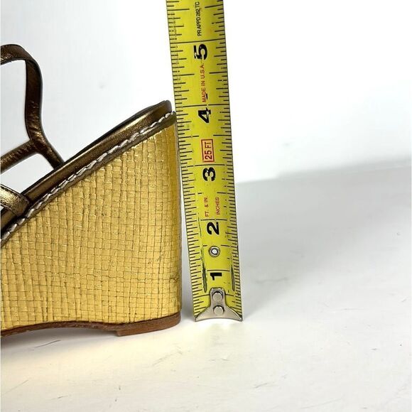 NWOB DELMAN Leather Strappy Wedge Gold Sandals Ankle Strap Made in Spain 40 US 9 - Picture 12 of 14